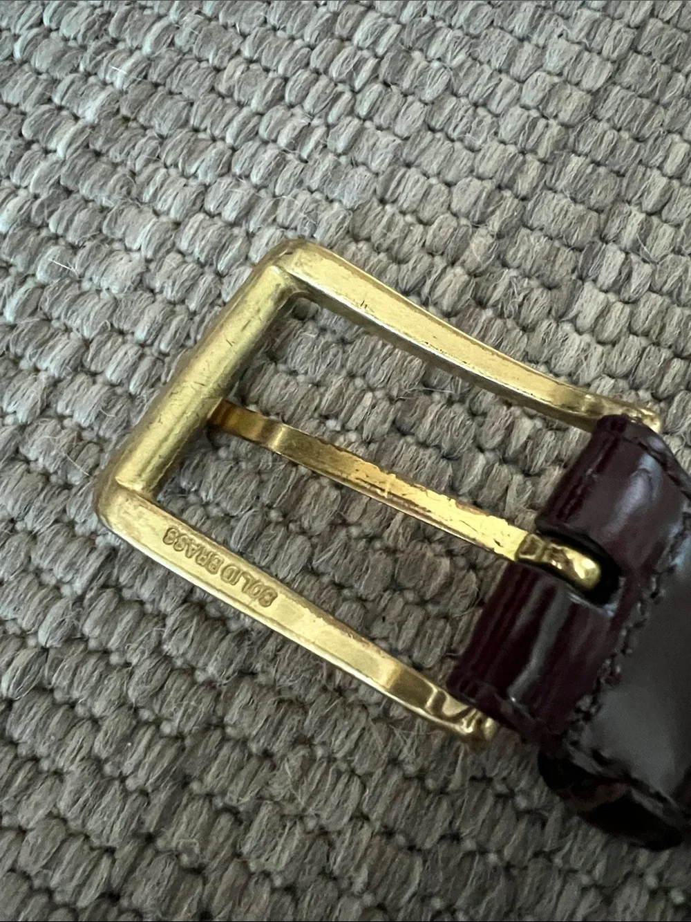 COACH Men’s Burgundy Leather and Brass Polished Cowhide #3931 Belt size 42